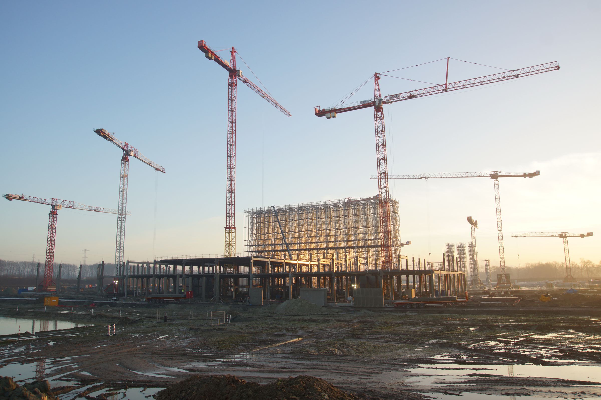 Construction professionals reviewing project plans